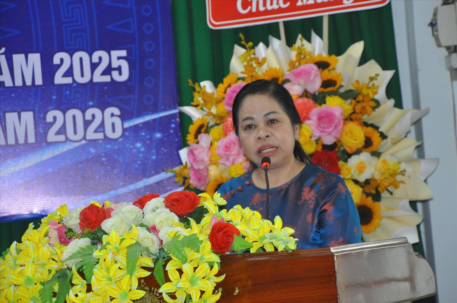 Bà Lê Thị Thanh Giang, Chủ tịch Liên hiệp các tổ chức hữu nghị thành phố Cần Thơ, phát biểu