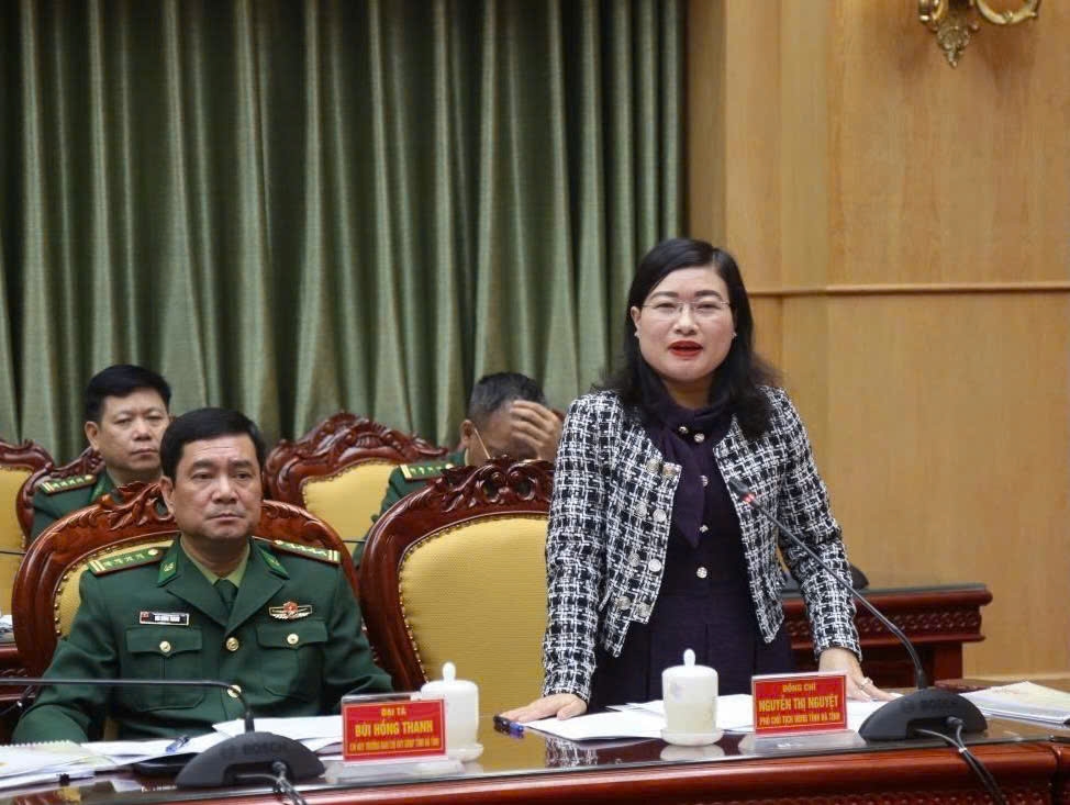 Phó Chủ tịch UBND tỉnh Hà Tĩnh Nguyễn Thị Nguyệt phát biểu tại Hội nghị