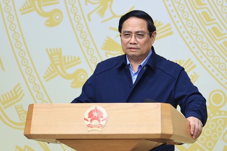 Thủ tướng Chính phủ Phạm Minh Chính phát biểu tại Hội nghị tổng kết ""Chiến dịch Quang Trung" thần tốc - Ảnh: VGP/Nhật Bắc