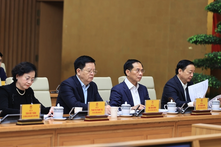 Các Phó Thủ tướng Trần Hồng Hà, Bùi Thanh Sơn, Mai Văn Chính, Phạm Thị Thanh Trà dự Hội nghị - Ảnh: VGP/Nhật Bắc