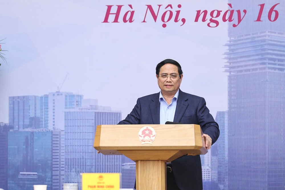 Thủ tướng Chính phủ Phạm Minh Chính nhấn mạnh, việc Việt Nam chủ động định vị vai trò mới trong mạng lưới tài chính quốc tế là yêu cầu tất yếu - Ảnh: VGP/Nhật Bắc