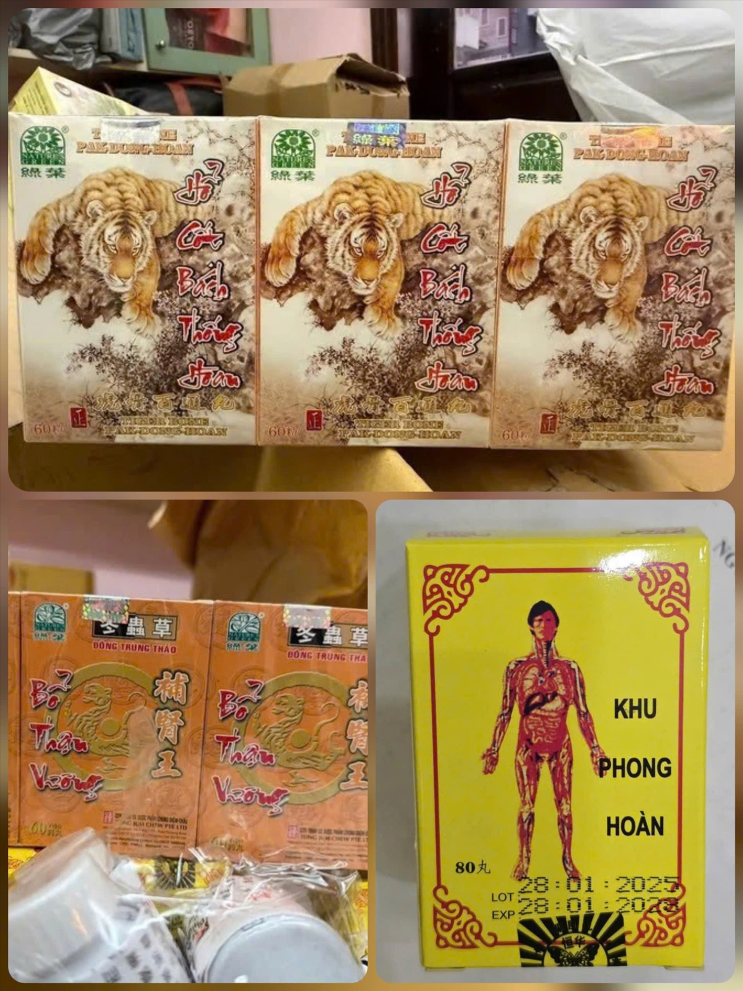 Các sản phẩm thuốc đông y giả các đối tượng sản xuất. Ảnh: CACC