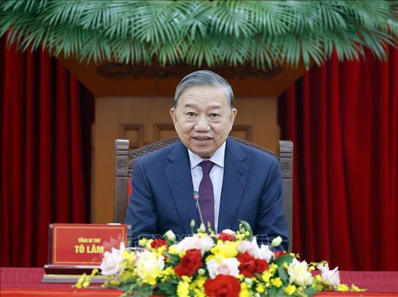 Tổng Bí thư Tô Lâm điện đàm với Tổng thống Liên bang Nga Vladimir Putin - Ảnh: TTXVN