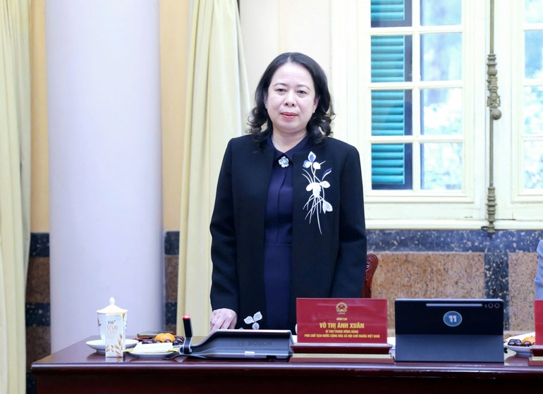 Bí thư Trung ương Đảng, Phó Chủ tịch nước Võ Thị Ánh Xuân phát biểu tại buổi làm việc. 