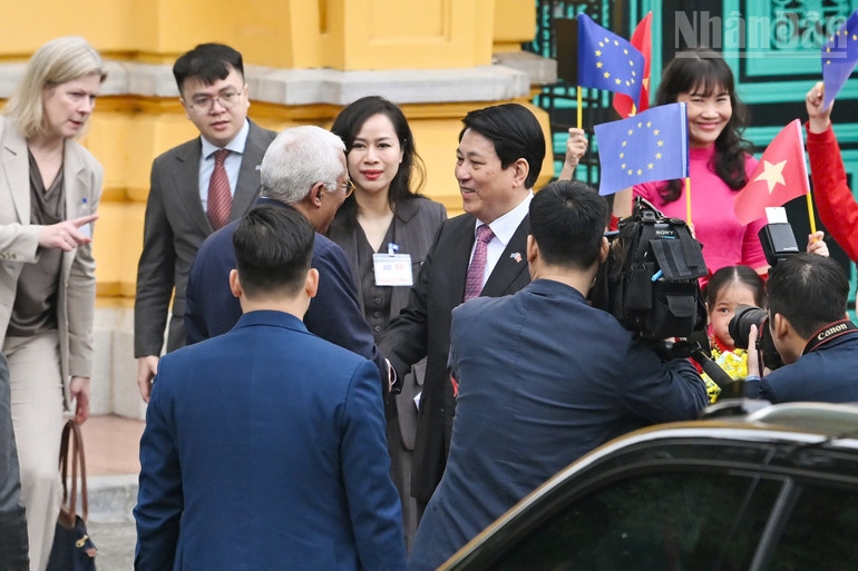 Chủ tịch nước Lương Cường chủ trì lễ đón Chủ tịch Hội đồng châu Âu thăm chính thức Việt Nam 9