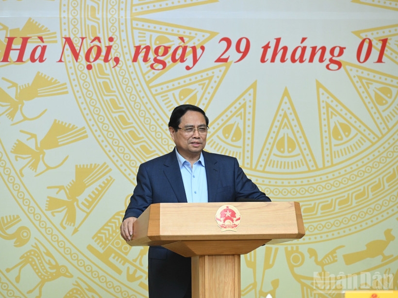 Thủ tướng Chính phủ Phạm Minh Chính phát biểu ý kiến kết luận Phiên họp. (Ảnh: TRẦN HẢI)