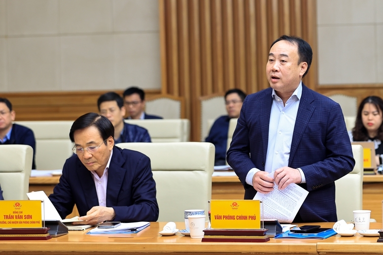 Phó Chủ nhiệm VPCP Nguyễn Sỹ Hiệp phát biểu tại Phiên họp - Ảnh: VGP/Nhật Bắc