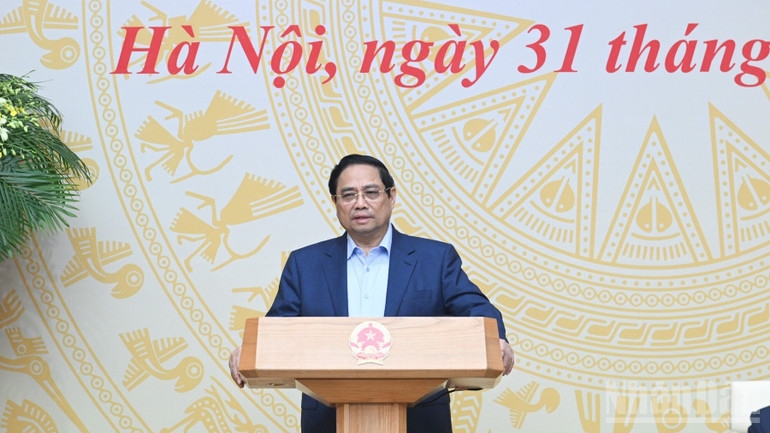 Thủ tướng Phạm Minh Chính phát biểu ý kiến tại phiên họp. (Ảnh: Trần Hải) 