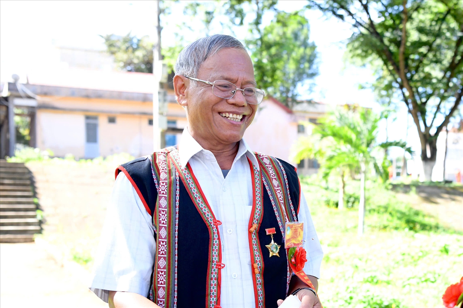 Ông Rơ Châm Ét, Người có uy tín làng Bua, xã Ia Pnôn, tỉnh Gia Lai. (Ảnh: Ngọc Thu)