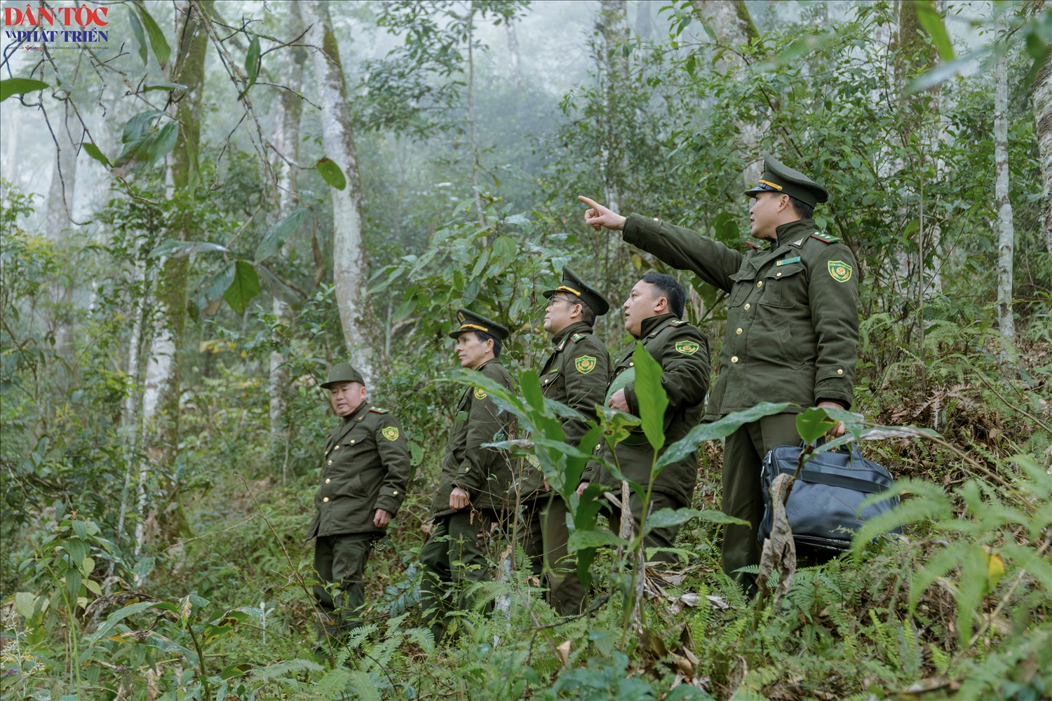 Giữa thăm thẳm đại ngàn, màu áo xanh của cán bộ, chiến sĩ Hạt Kiểm lâm khu vực XVI, Chi cục Kiểm lâm tỉnh Tuyên Quang đã trở thành hình ảnh quen thuộc với người dân sinh sống vùng ven Khu bảo tồn.