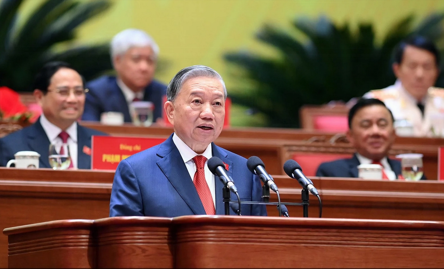 Tổng Bí thư Tô Lâm phát biểu tại Đại hội Đại biểu toàn quốc lần thứ XIV. (Ảnh: TTXVN)