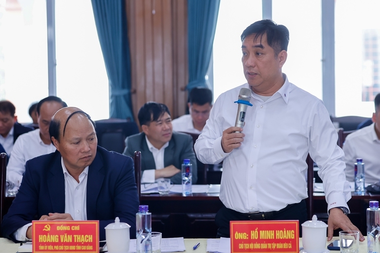 Chủ tịch Hội đồng quản trị Tập đoàn Đèo Cả Hồ Minh Hoàng phát biểu - Ảnh: VGP/Nhật Bắc