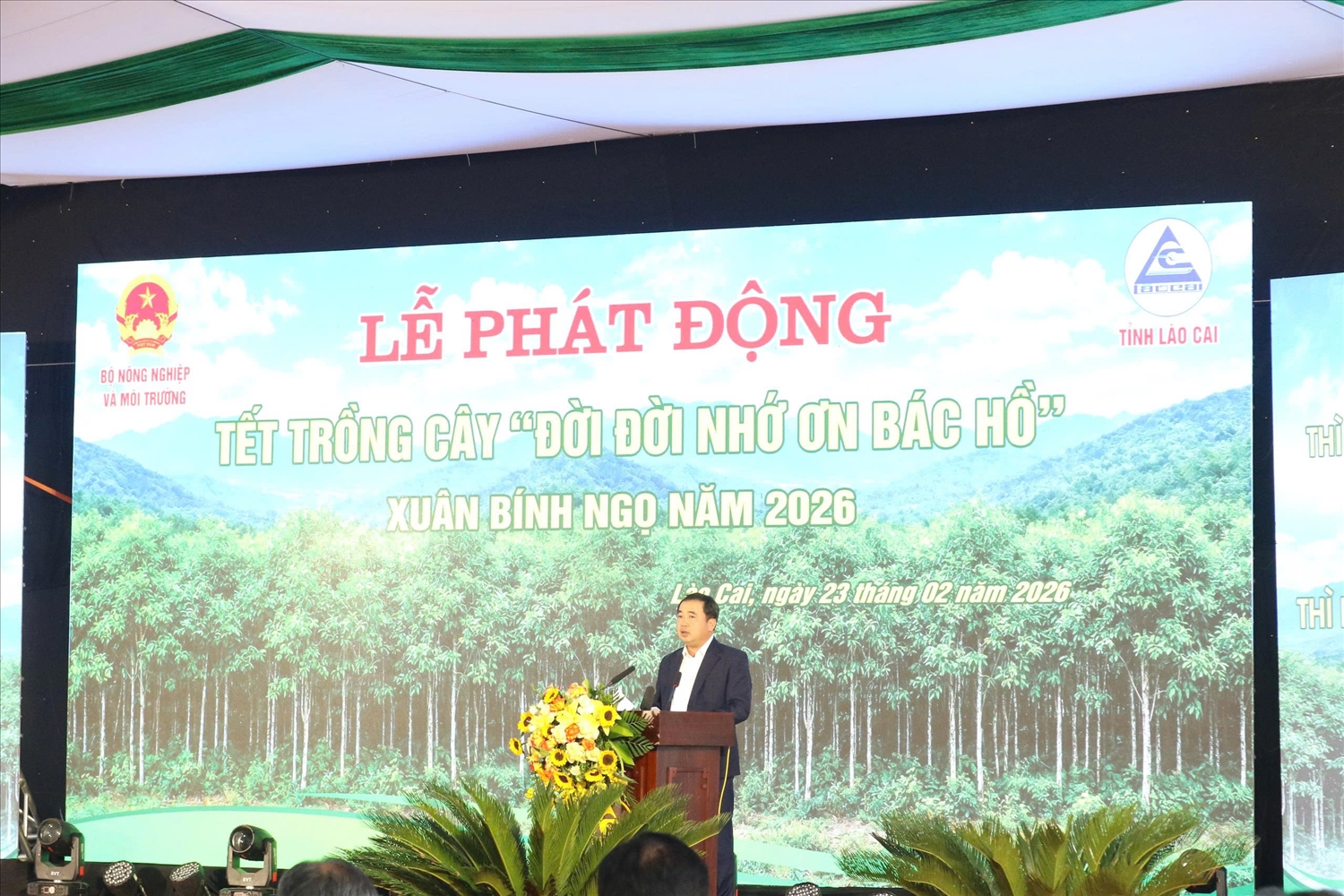 Ủy viên Bộ Chính trị, Bộ trưởng Nông nghiệp và Môi trường Trần Đức Thắng phát biểu khai mạc buổi Lễ (Ảnh Trọng Bảo)