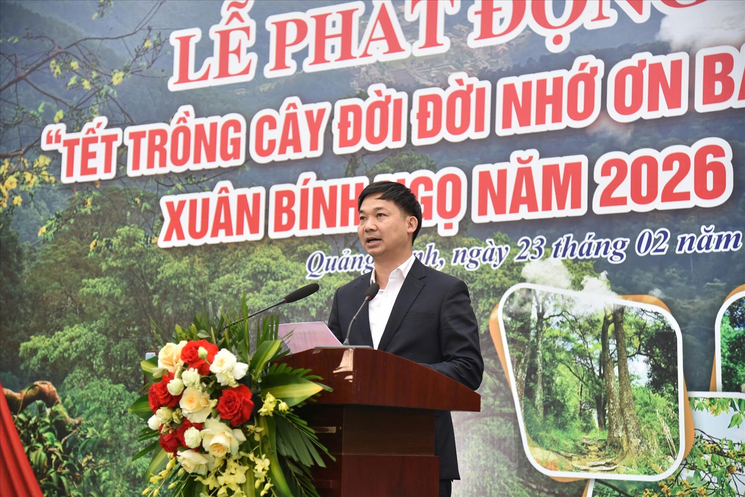 Phó Chủ tịch UBND tỉnh Quảng Ninh Nguyễn Văn Công phát biểu tại buổi lễ