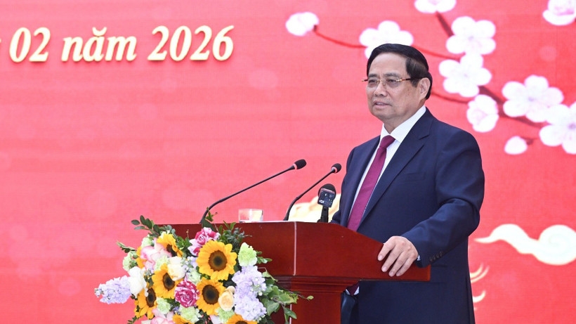 Thủ tướng Chính phủ Phạm Minh Chính phát biểu ý kiến tại buổi làm việc. (Ảnh: TRẦN HẢI)