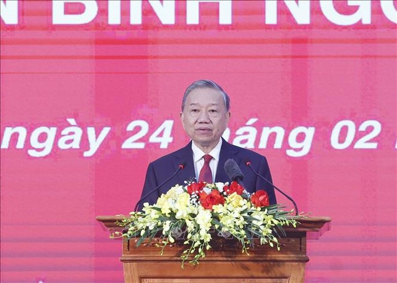 Tổng Bí thư Tô Lâm phát biểu tại buổi làm việc với Thông tấn xã Việt Nam - Ảnh: TTXVN