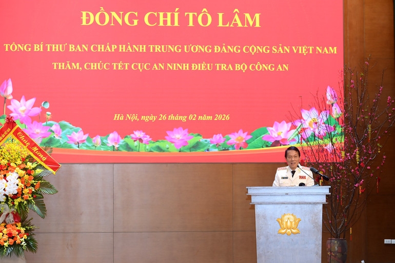 Bộ trưởng Công an Lương Tam Quang phát biểu. (Ảnh: ĐĂNG KHOA)