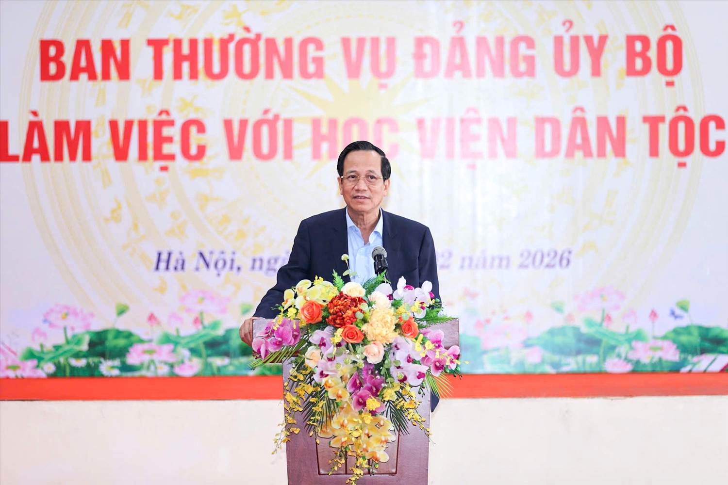 Bộ trưởng Đào Ngọc Dung nhấn mạnh: Phải xây dựng Học viện trở thành Học viện đoàn kết, kỷ cương, vững mạnh.