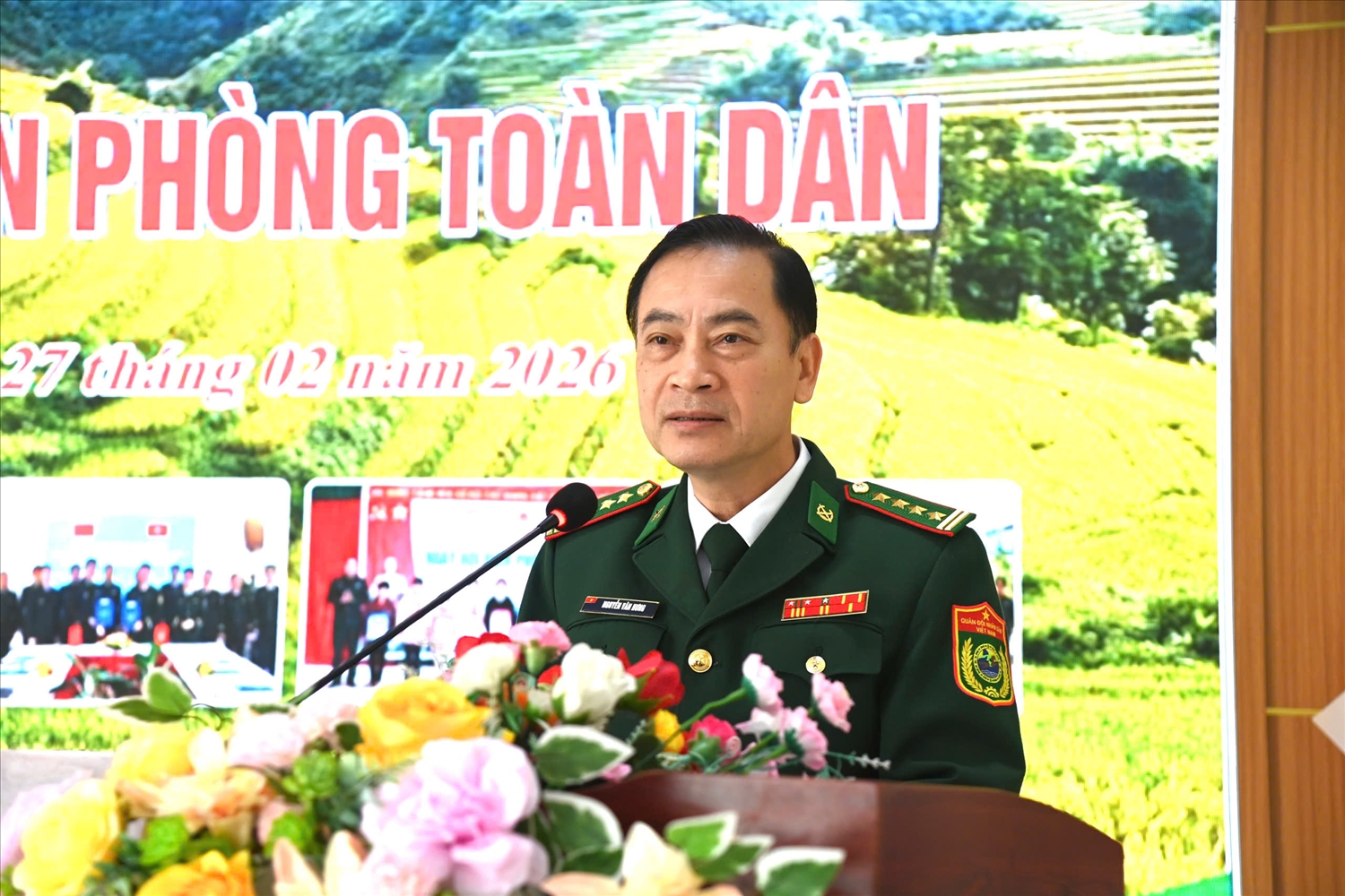 Đại tá Nguyễn Văn Hưng – Chính ủy Ban Chỉ huy BĐBP tỉnh Lai Châu phát biểu tại Ngày hội xã Mù Cả