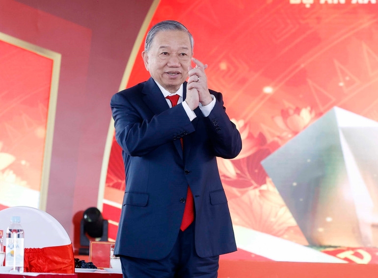 Tổng Bí thư Tô Lâm dự Lễ khởi công dự án xây dựng Bảo tàng Đảng Cộng sản Việt Nam. (Ảnh: Thống Nhất - TTXVN) 