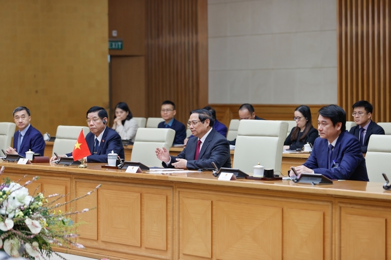 Thủ tướng Chính phủ chúc mừng thành tựu phát triển của Jordan thông qua triển khai Chiến lược 10 năm ""Tầm nhìn hiện đại hóa nền kinh tế - Ảnh: VGP/Nhật Bắc