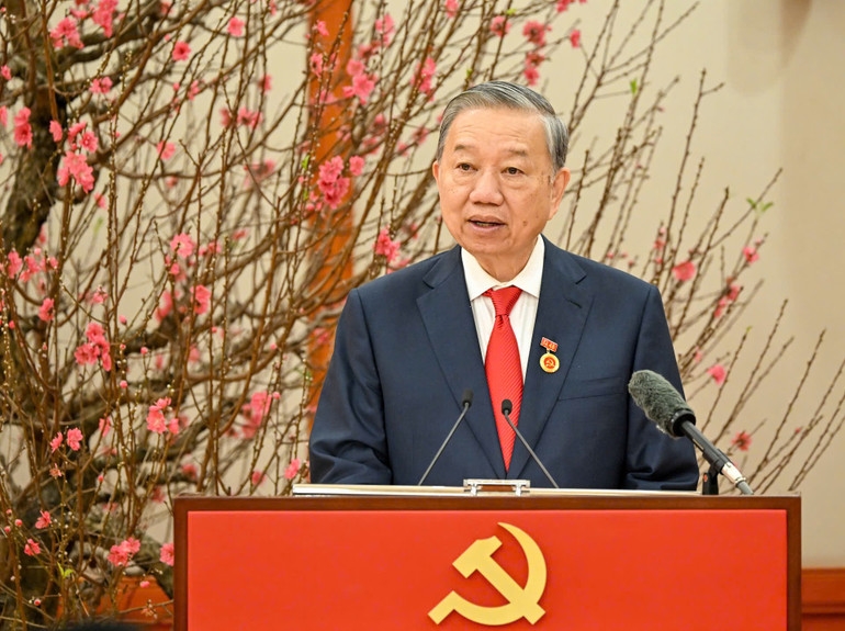 Tổng Bí thư Tô Lâm phát biểu tại buổi lễ. (Ảnh: DUY LINH)