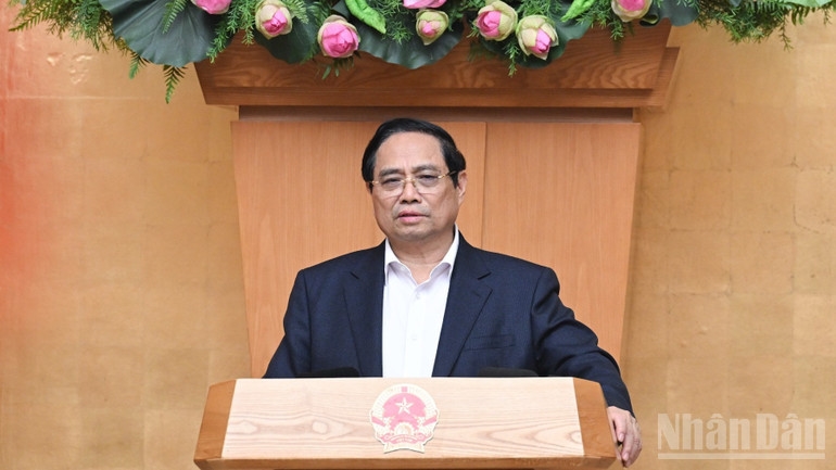 Thủ tướng Phạm Minh Chính phát biểu ý kiến tại phiên họp. (Ảnh: Trần Hải) 