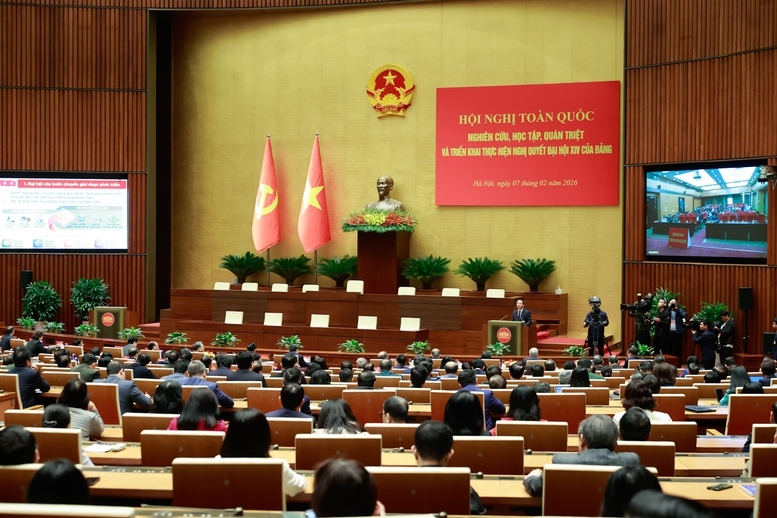 Hội nghị toàn quốc nghiên cứu, học tập, quán triệt và triển khai thực hiện Nghị quyết Đại hội XIV của Đảng đã hoàn thành toàn bộ nội dung, chương trình và bế mạc vào chiều 7/2 - Ảnh: VGP/Nhật Bắc