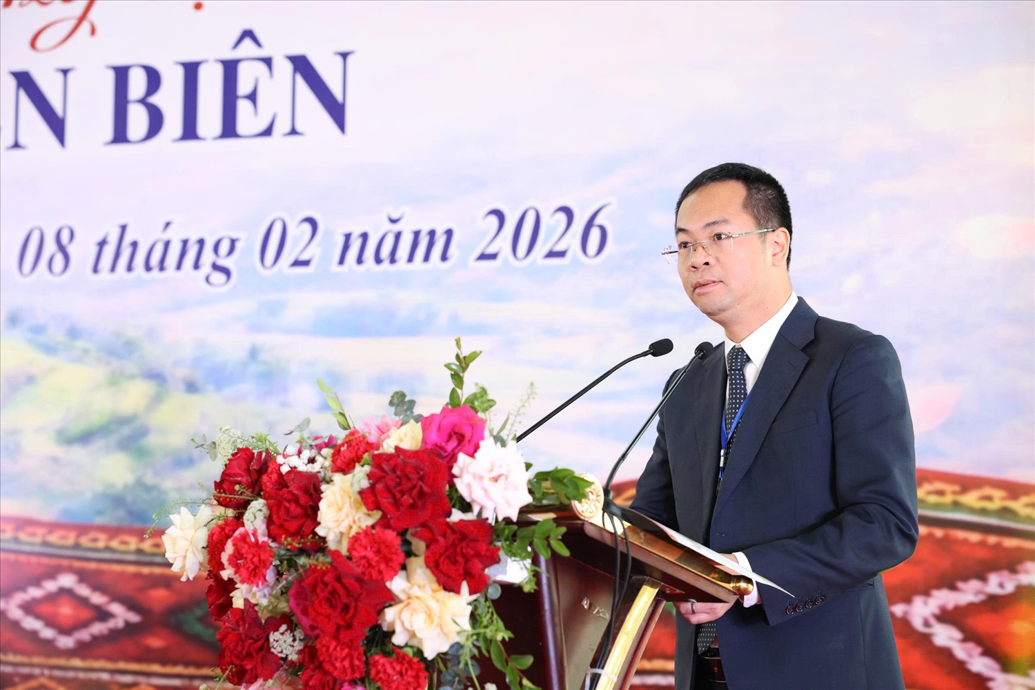 Ông Trần Hải Hà, quyền Giám đốc Sở Văn hóa, Thể thao và Du lịch tỉnh Điện Biên phát biểu tại chương trình