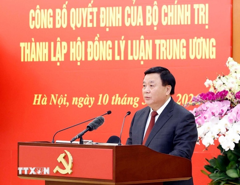 Đồng chí Nguyễn Xuân Thắng, Chủ tịch Hội đồng Lý luận Trung ương nhiệm kỳ 2026-2031 phát biểu - Ảnh: TTXVN