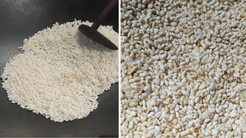 Sơ chế và rang gạo nếp làm bánh khảo