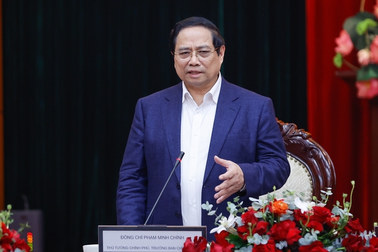 Thủ tướng Chính phủ Phạm Minh Chính đánh giá cao, ghi nhận, biểu dương những kết quả, thành tích nổi bật trong nhiệm kỳ qua - Ảnh: VGP/Nhật Bắc