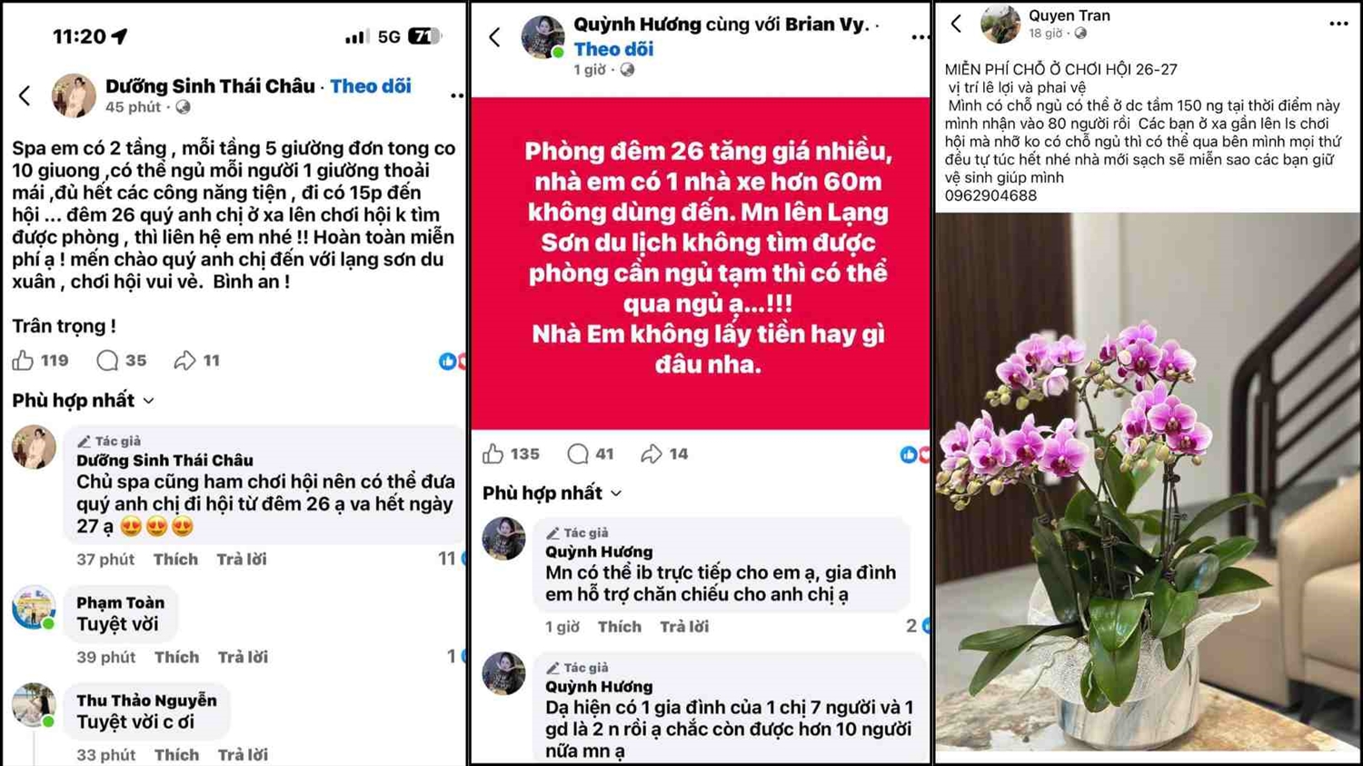 Nhiều người dân đăng thông tin trên mạng xã hội hỗ trợ chỗ ở cho du khách 