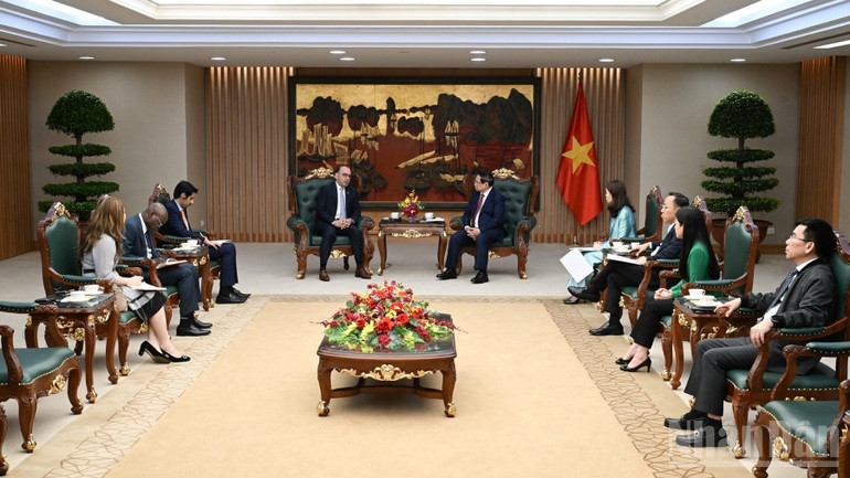 Quang cảnh buổi tiếp. (Ảnh: TRẦN HẢI)