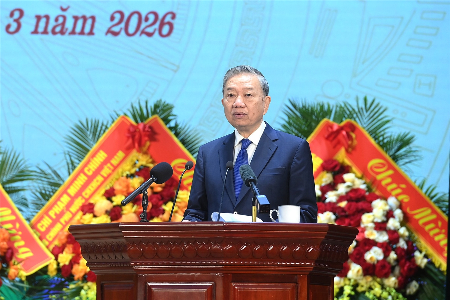 Tổng Bí thư Tô Lâm phát biểu tại lễ kỷ niệm. (Ảnh: ĐĂNG KHOA)