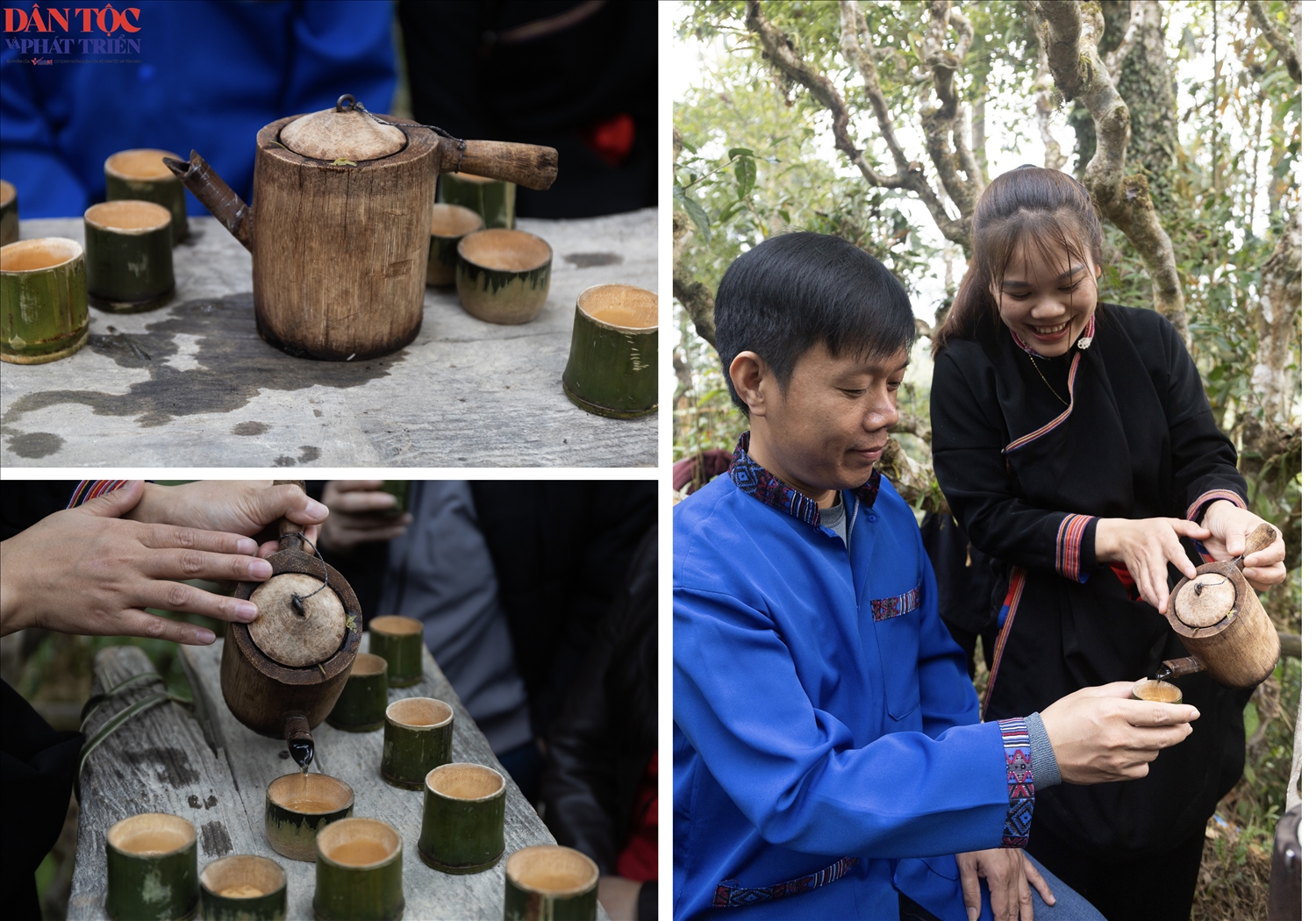 Du khách cùng người dân thưởng trà, giao lưu trong không gian ấm áp, cảm nhận trọn vẹn hương vị núi rừng và tình người nơi bản cao.