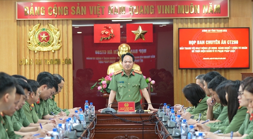 Đại tá Lê Ngọc Anh, Phó Giám đốc Công an tỉnh Thanh Hóa trực tiếp chỉ đạo phá án. Ảnh: Công an tỉnh Thanh Hóa.
