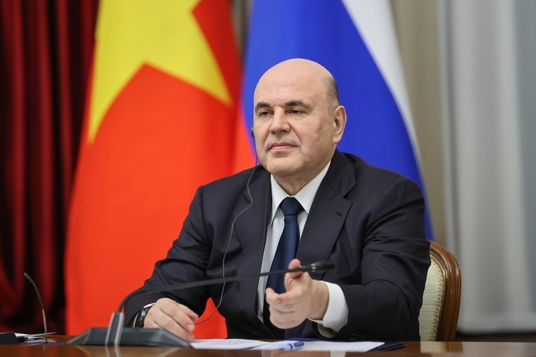 Thủ tướng Liên bang Nga Mikhail Mishustin phát biểu. (Ảnh: VGP/Nhật Bắc)