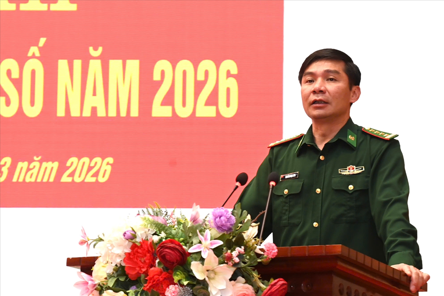 Đại tá Nguyễn Ngọc Ánh, Phó chỉ huy trưởng, Tham mưu trưởng Ban chỉ huy BĐBP tỉnh Lai Châu phát biểu bế mạc Hội thi tiếng dân tộc thiểu số