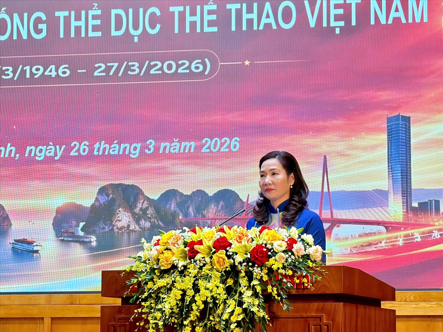 Phó Chủ tịch UBND tỉnh Nguyễn Thị Hạnh phát biểu tại buổi lễ