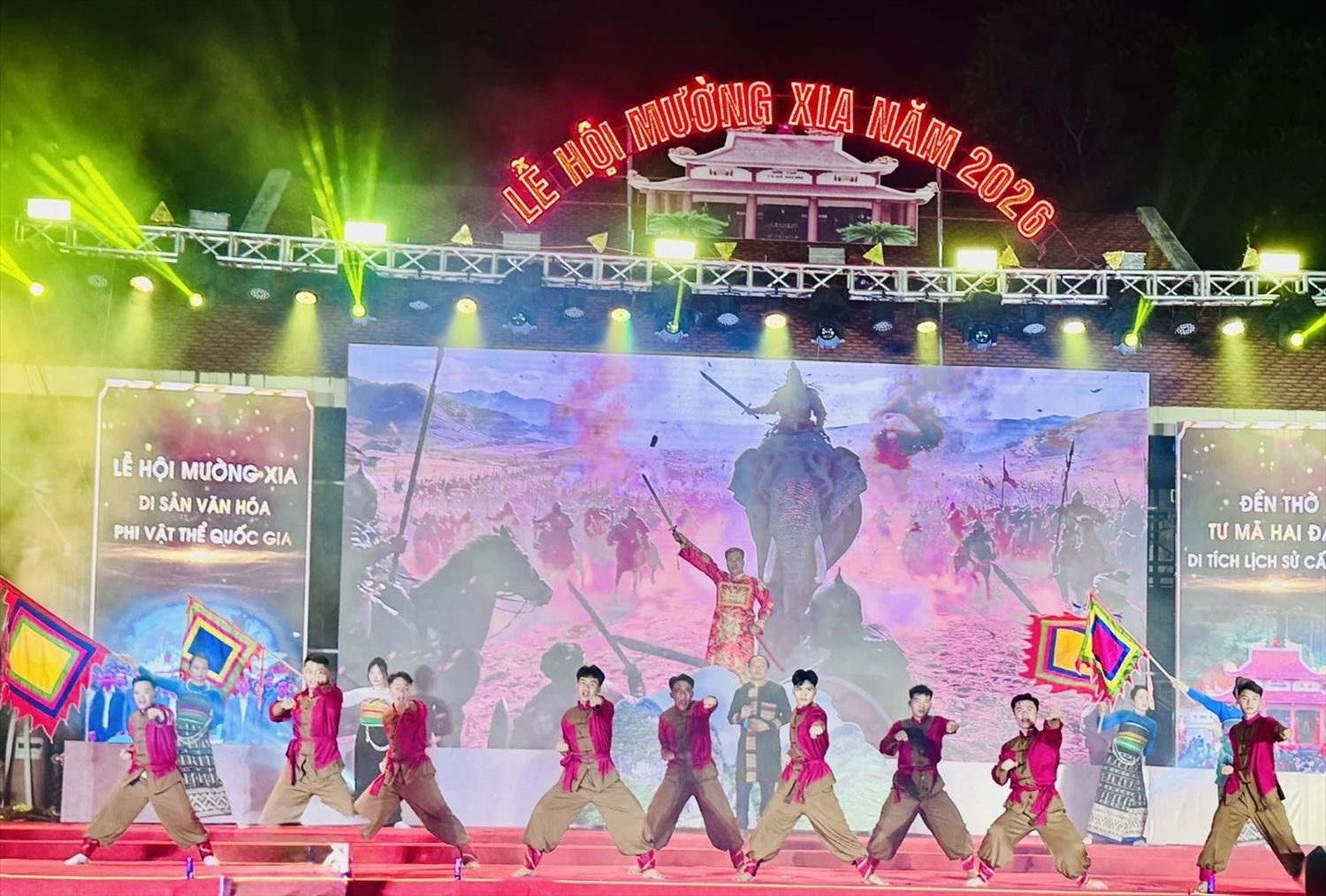 Màn nghệ thuật tái hiện hào khí biên cương, khắc họa hình tượng Tư Mã Hai Đào trong đêm khai mạc Lễ hội Mường Xia 2026.