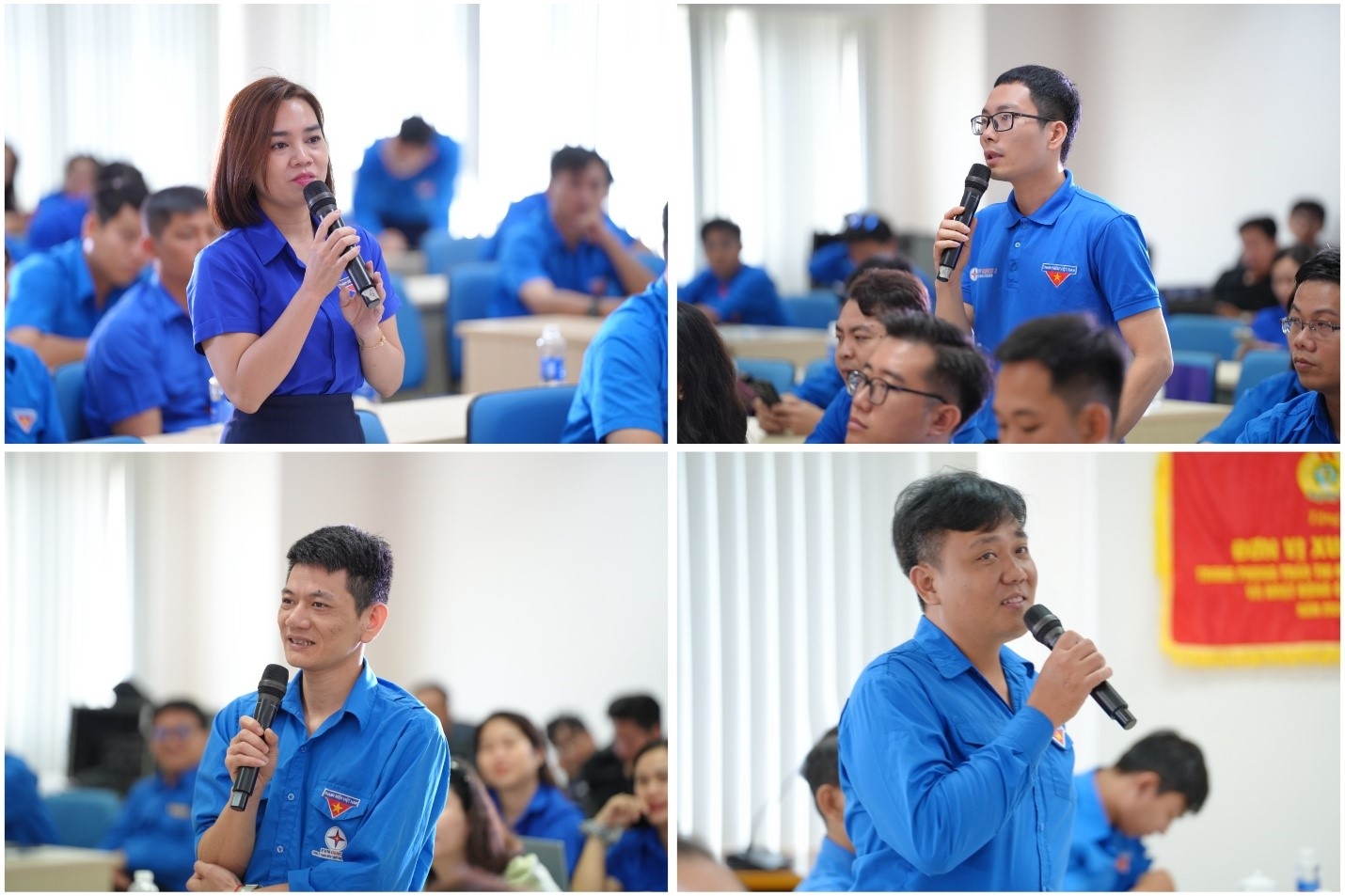 Các bạn đoàn viên tham gia đặt câu hỏi trong chương trình Ảnh: Kiều Anh