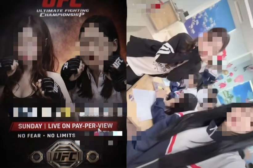 Hai nữ sinh lớp 11 trường Ngô Gia Tự cắt ghép ảnh của bạn để chế giễu ngoại hình. 