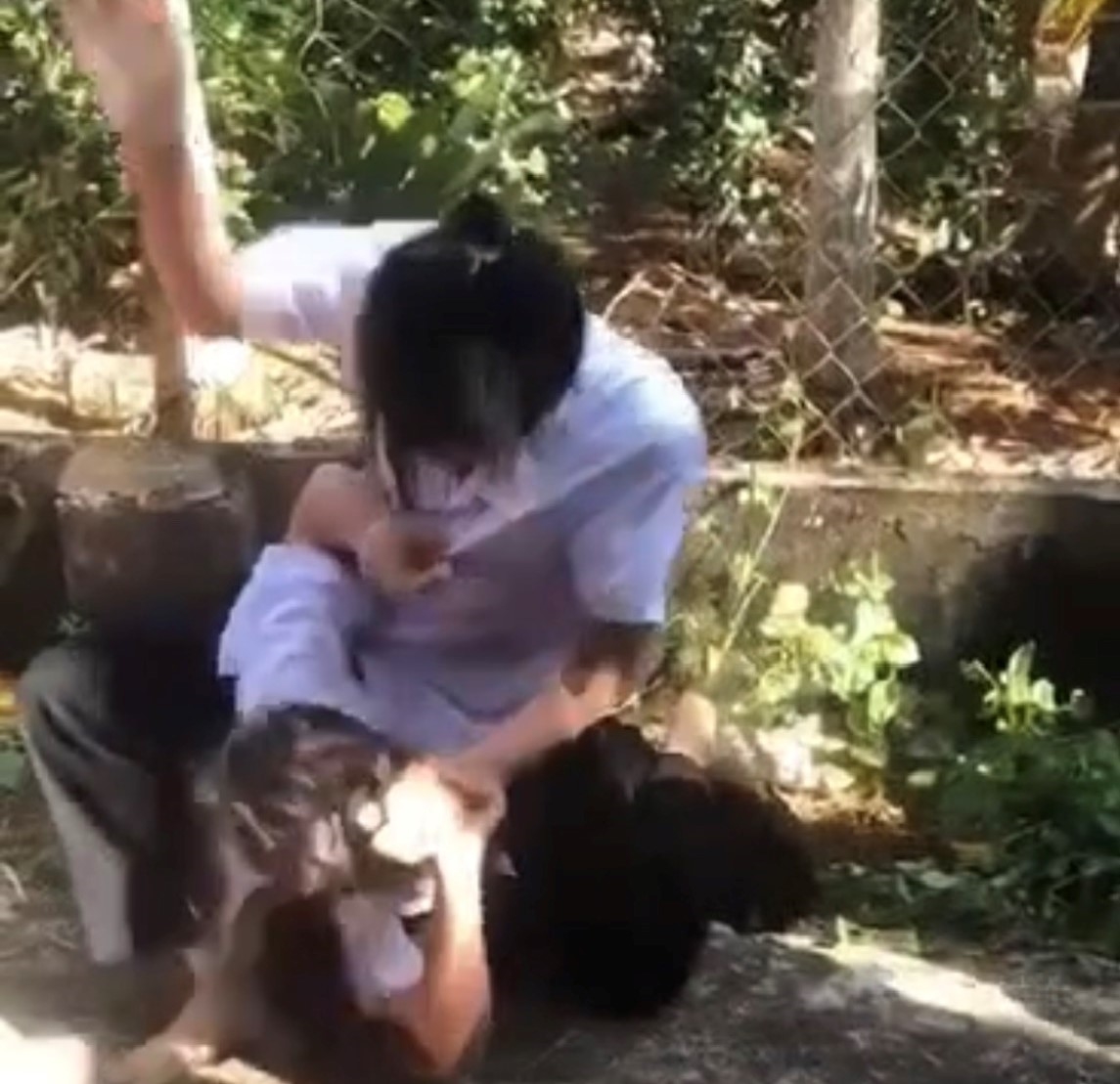 Hai nữ sinh đánh nhau vì mâu thuẫn trên mạng xã hội (Ảnh: MXH)