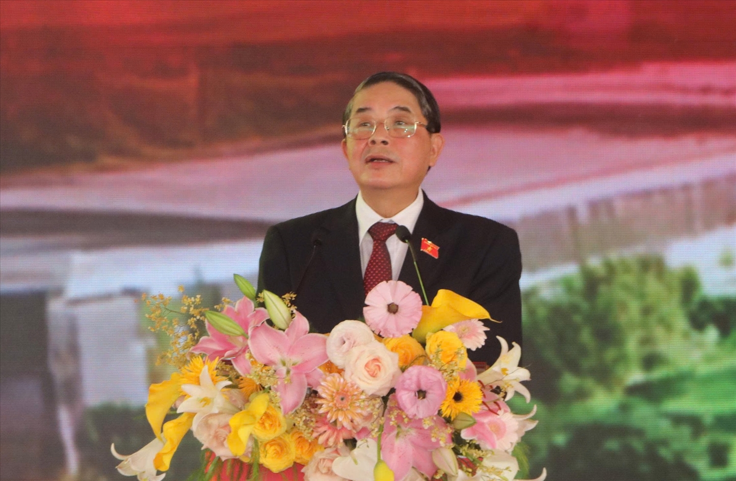 Ông Nguyễn Đức Hải, Phó Chủ tịch Quốc hội phát biểu tại lễ khởi công dự án. (Ảnh Huy Trường)