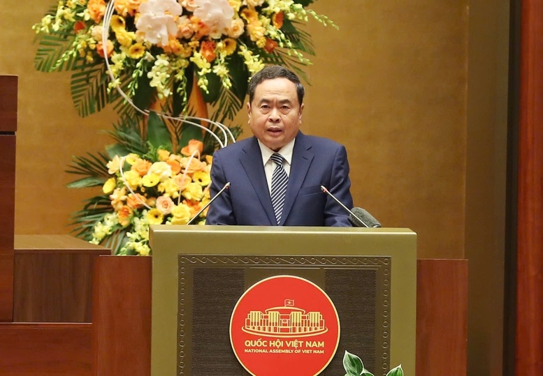 Chủ tịch Quốc hội Trần Thanh Mẫn, Chủ tịch Hội đồng Bầu cử Quốc gia phát biểu khai mạc Hội nghị - Ảnh: VGP/Nhật Bắc