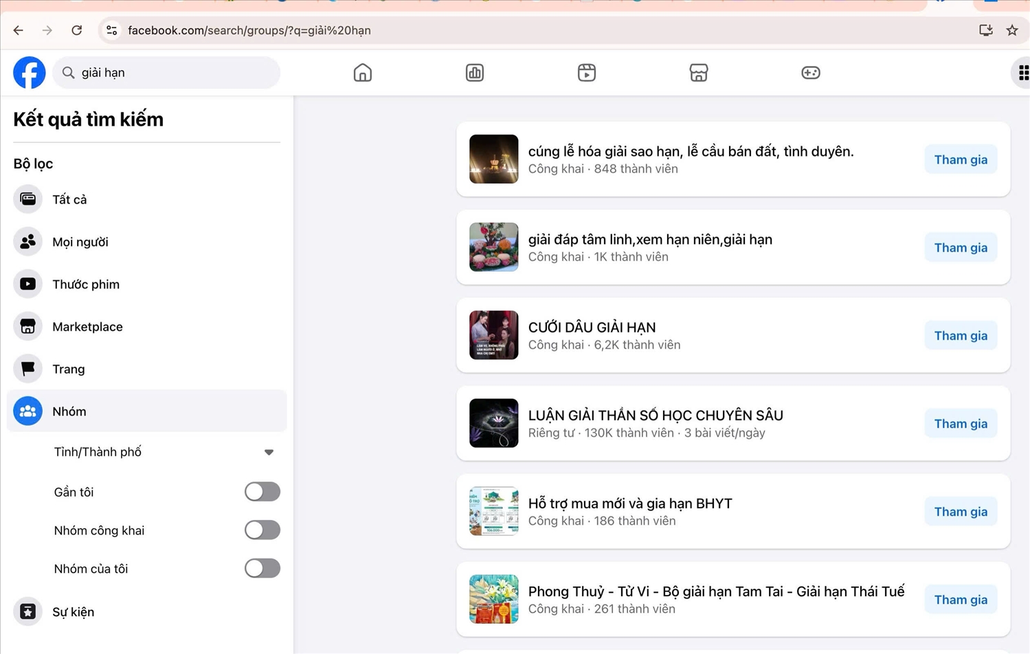 Dễ dàng tìm thấy hàng chục nhóm, tài khoản quảng cáo dịch vụ tâm linh trên các mạng xã hội