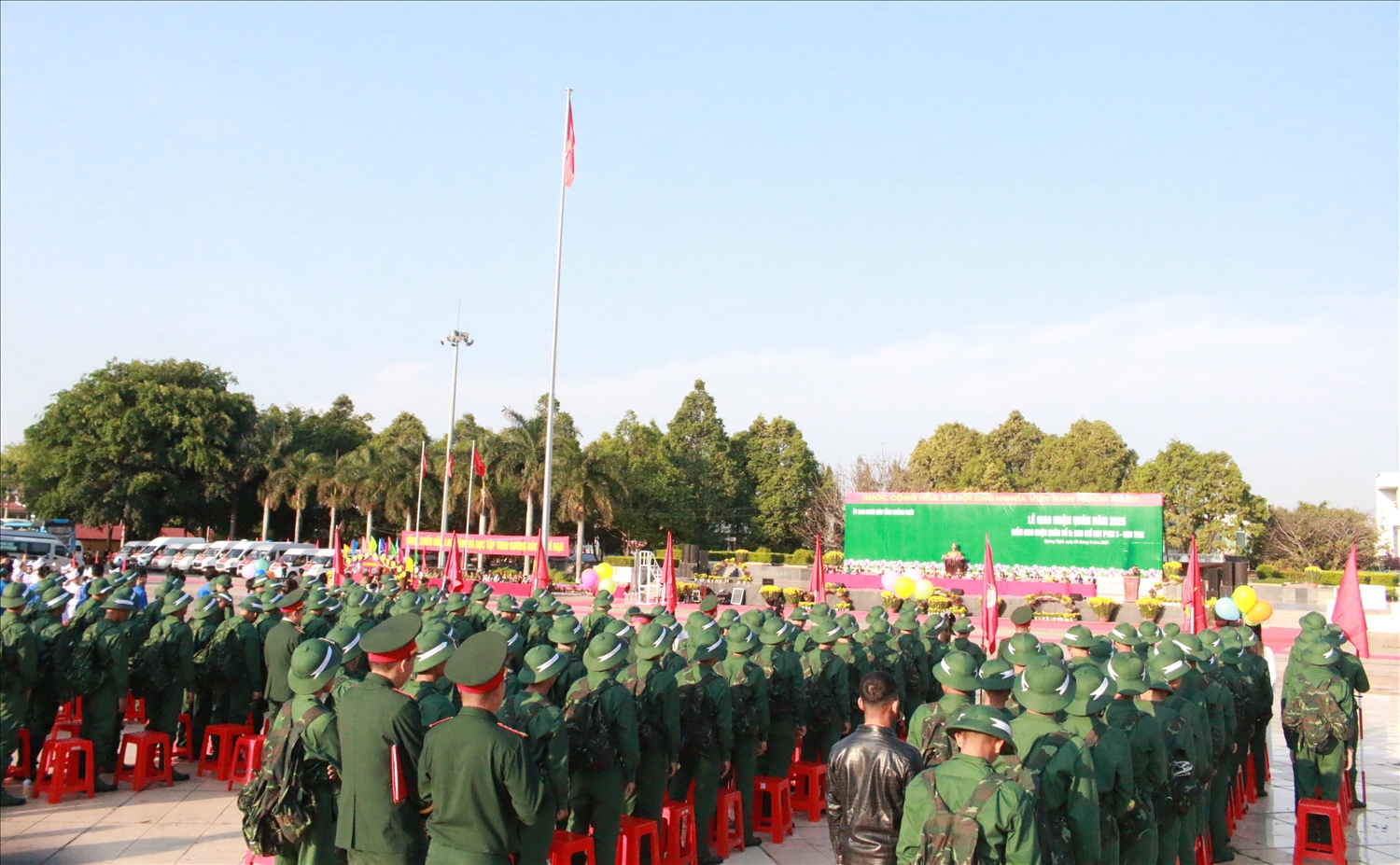 Quang cảnh Lễ giao nhận quân năm 2026 tại điểm giao nhận quân số 5 (phường Kon Tum và các xã, phường lân cận). (Ảnh: Ngọc Chí)