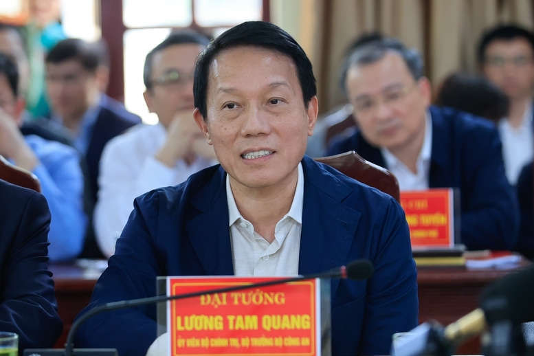 Đại tướng Lương Tam Quang, Ủy viên Bộ Chính trị, Bộ trưởng Bộ Công an phát biểu - Ảnh: VGP/Nhật Bắc