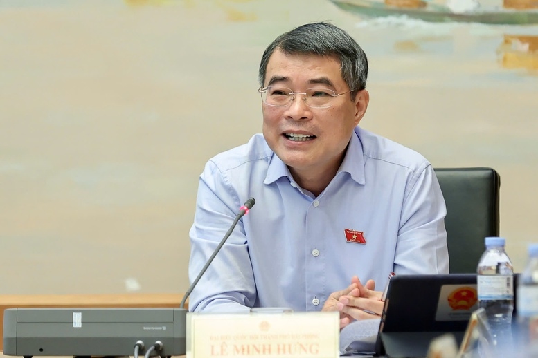 Thủ tướng Chính phủ Lê Minh Hưng phát biểu tại thảo luận ở tổ về nội dung phát triển kinh tế-xã hội - Ảnh: VGP/Nhật Bắc